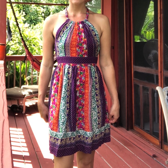 Halter Floral Sun Dress forever 21 multi pattern - Picture 4 of 7